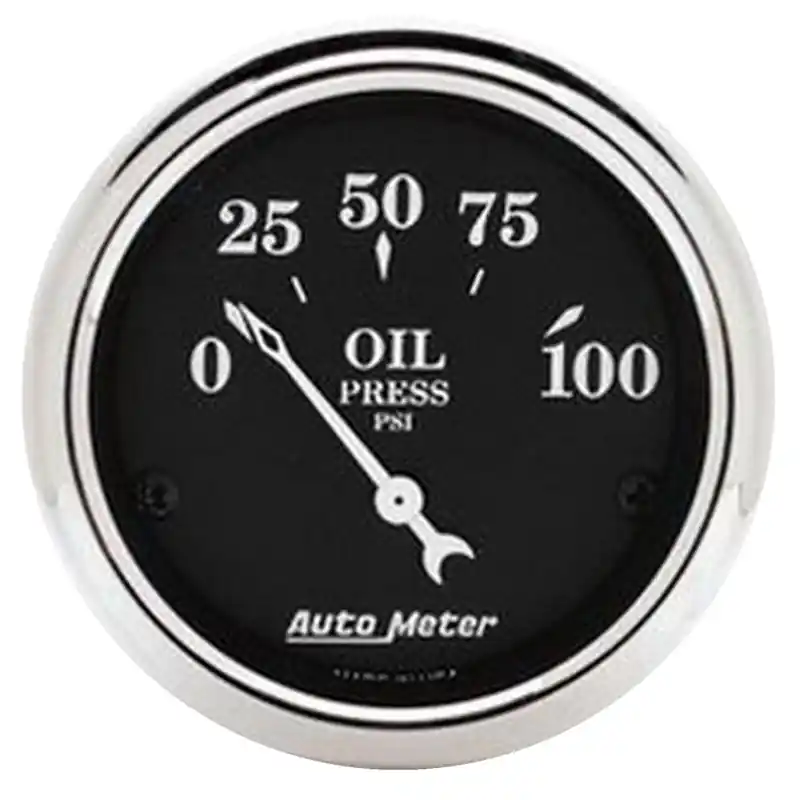 Autometer 2 1/16in 100PSI Old Tyme Black Electric Oil Pressure Gauge (ATM1727)