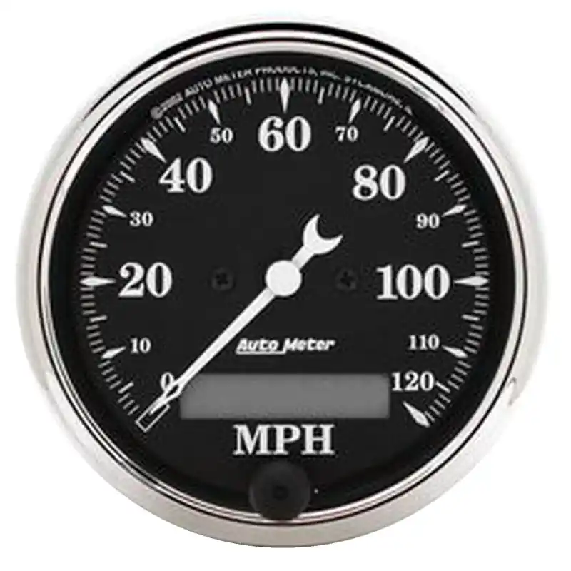 AutoMeter Gauge Speedo. 3-1/8in. 120MPH Elec. Prog. W/ Lcd Odo Old Tyme Blk (ATM1787)