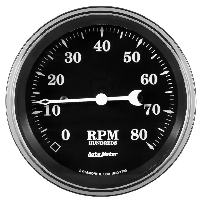 Auto Meter Gauge Tachometer 3 3/8in 8k RPM In-Dash Old Tyme Black (ATM1790)