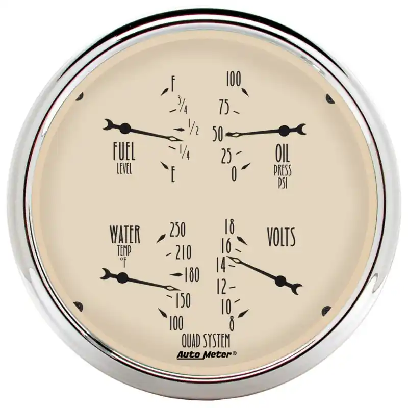 AutoMeter Gauge Quad 5in. 240 Ohm(e) to 33 Ohm(f) Elec Antique Beige (ATM1810)