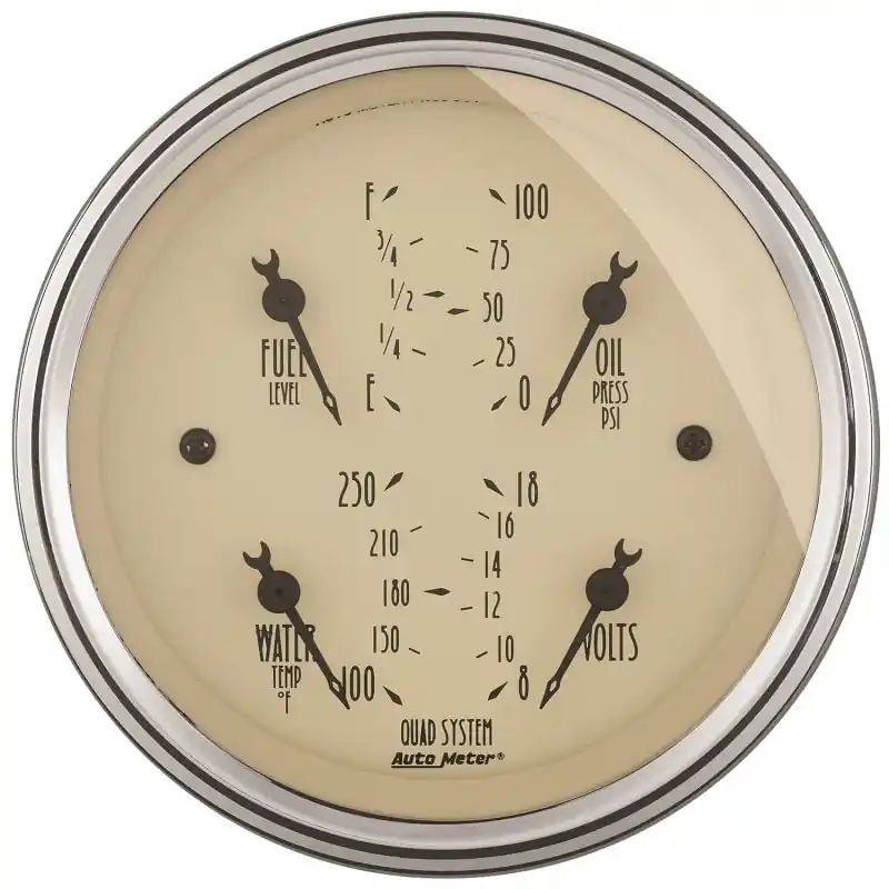 AutoMeter Gauge Quad 3-3/8in. 240 Ohm(e) to 33 Ohm(f) Elec Antique Beige (ATM1812)