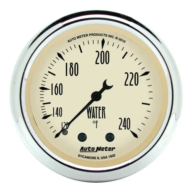 Autometer 2-1/16 inch Mechanical Antique Beige Water Temp Gauge 120-240 Deg F (ATM1832)