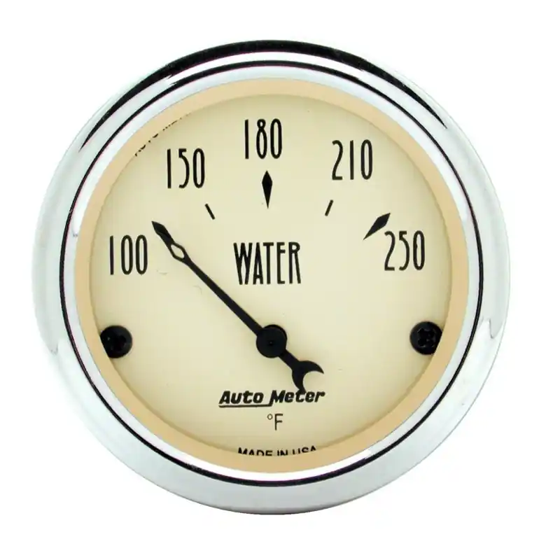 Autometer 2-1/16 inch Electric Water Temperature 250 Deg F Antique Beige Gauge (ATM1837)