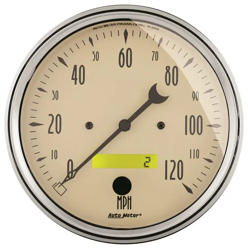 AutoMeter Gauge Speedometer 5in. 120MPH Elec. Prog. W/ Lcd Odo Antique Beige (ATM1889)