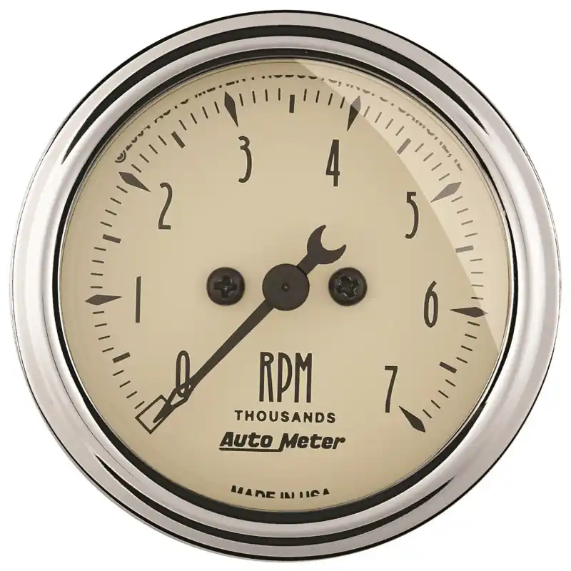 Autometer 2-1/16in Antique Beige In-Dash 7K RPM Tachometer Gauge (ATM1897)