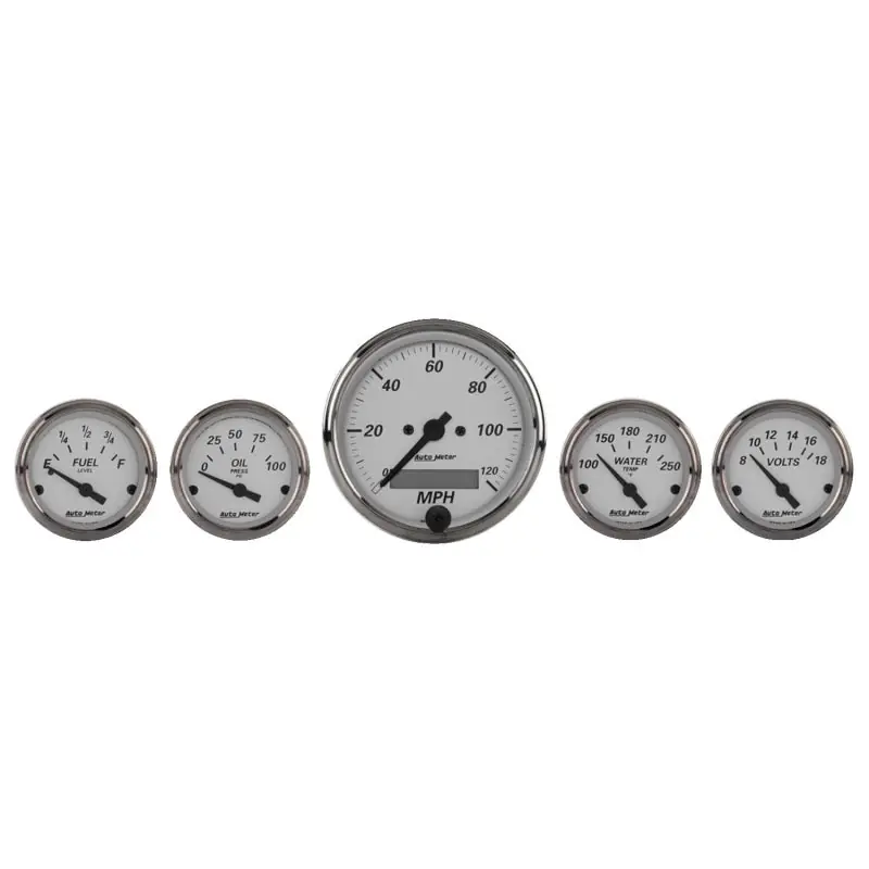Autometer American Platinum 5 Piece Kit (Elec Speed/Oil Press/Water Temp/Volt/Fuel Level) (ATM1902)