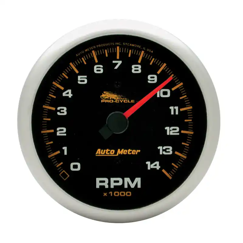 Autometer Pro-Cycle Gauge Tach 3 3/4in 14K Rpm 2 & 4 Cylinder Black (ATM19231)