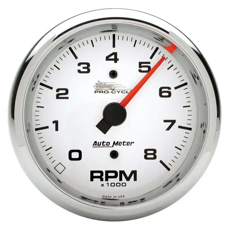 Autometer Pro-Cycle Gauge Tach 3 3/4in 8K Rpm 2&4 Cylinder White (ATM19301)