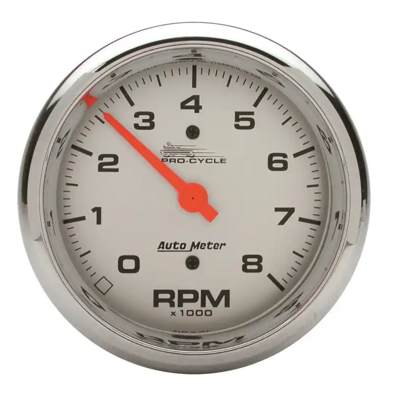 Autometer Pro-Cycle Gauge Tach 3 3/4in 8K Rpm 2&4 Cylinder Silver (ATM19302)