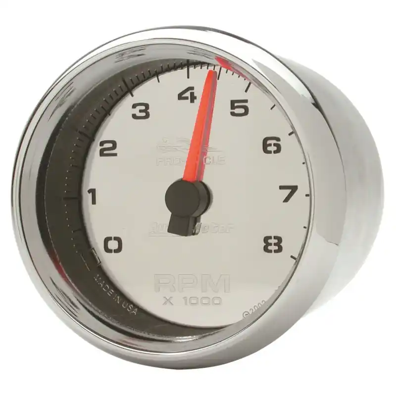 Autometer Pro-Cycle Gauge Tach 2-5/8in 8K Rpm 2&4 Cylinder Chrome (ATM19308)