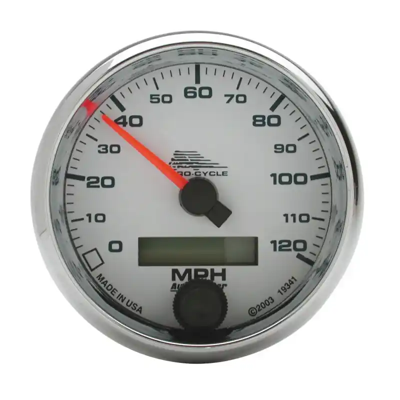 Autometer Pro-Cycle Gauge Speedo 2 5/8in 120 Mph Elec White (ATM19341)