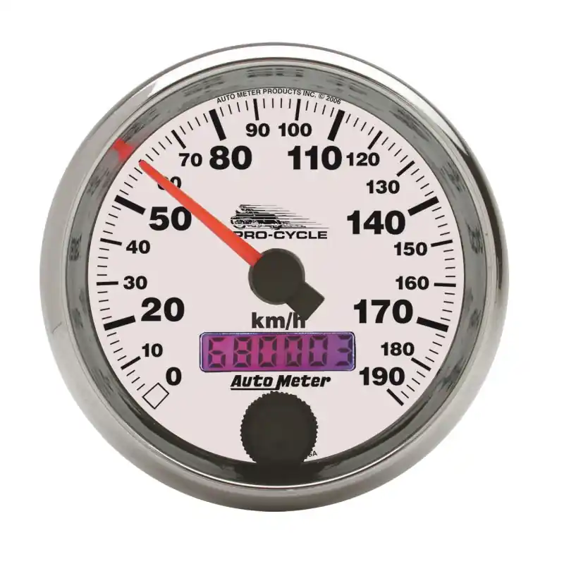 Autometer Pro-Cycle Gauge Speedo 2 5/8in 190 Kmh Elec White (ATM19341-M)
