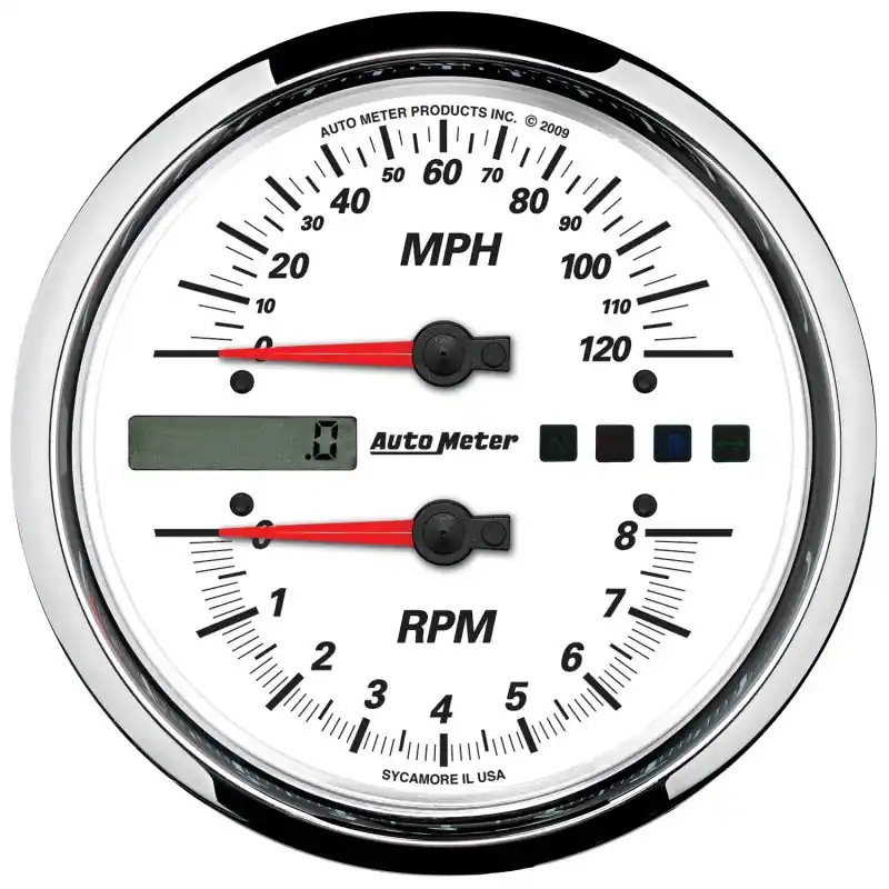 Autometer Pro-Cycle Gauge Tach/Speedo 4 1/2in 8K Rpm/120 Mph White (ATM19467)