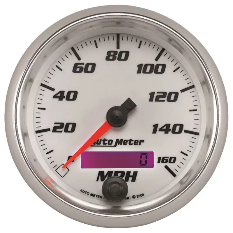 Autometer Pro-Cycle Gauge Speedometer 3 3/8in 160Mph Elec. Programmable White (ATM19789)