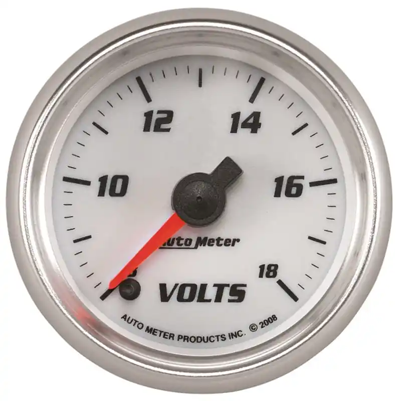 Autometer Pro-Cycle Gauge Voltmeter 2 1/16in 18V Digital Stepper Motor White (ATM19792)