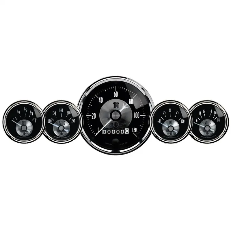 Autometer Prestige Series Black Diamond 3-3/8in Electric Speedometer 2-1/16in Elecrtric Oil Pressure (ATM2003)