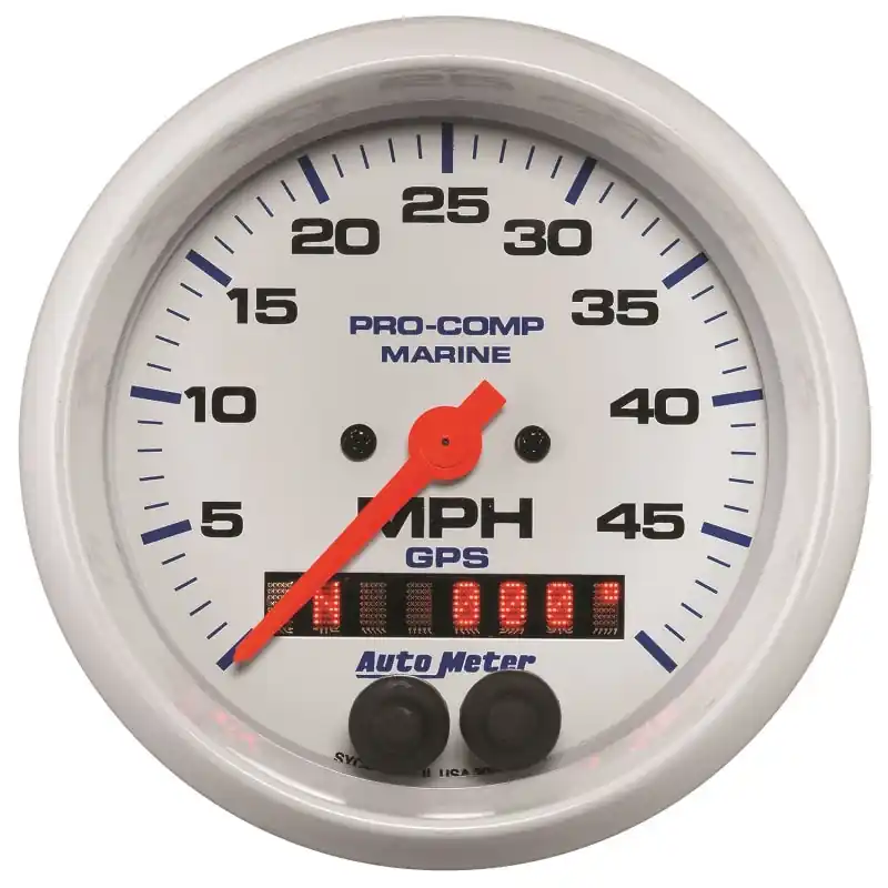 Autometer Marine White 3 3/8in 50MPH GPS Speedometer Gauge (ATM200635)