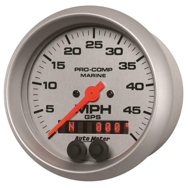 Autometer Marine Silver Ultra-Lite 3-3/8in 50MPH GPS Speedometer Gauge (ATM200635-33)