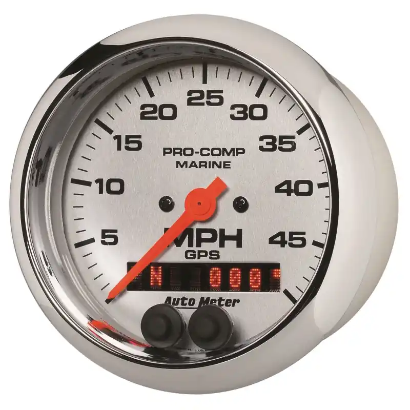 Autometer Marine Chrome Ultra-Lite 3-3/8in 50MPH GPS Speedometer Gauge (ATM200635-35)