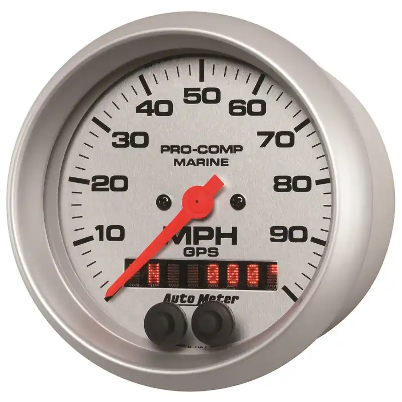 Autometer Marine Silver 3-3/8in 100MPH GPS Speedometer Gauge (ATM200636-33)