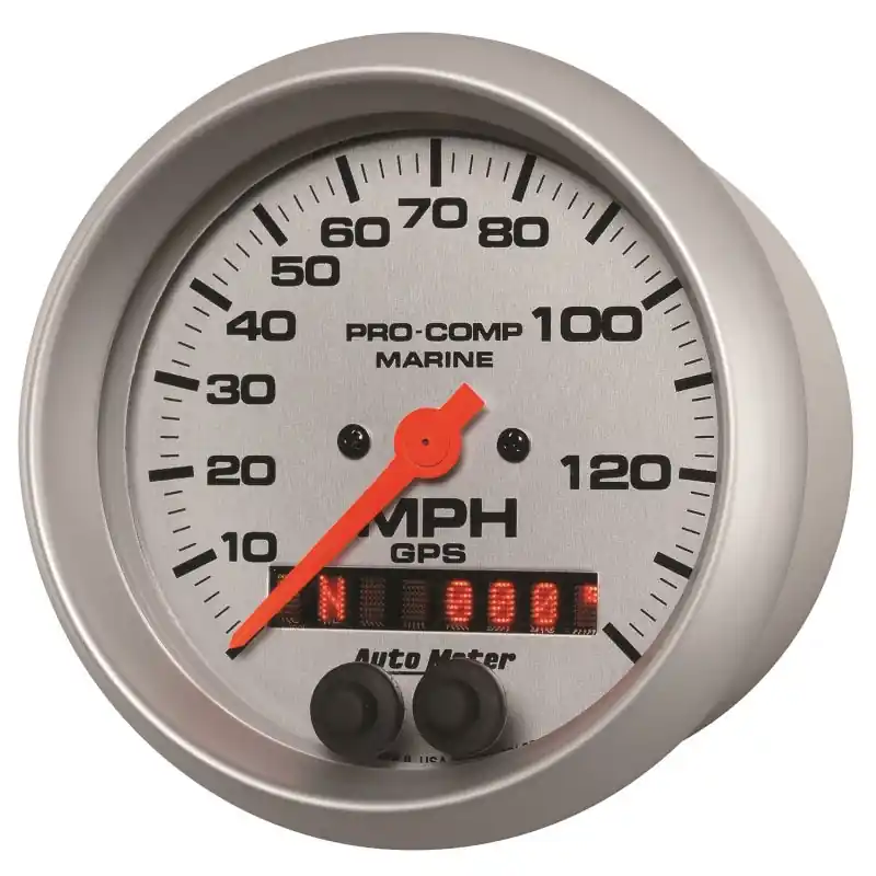 Autometer Marine Silver 3-3/8in. 140MPH GPS Speedometer Gauge (ATM200638-33)