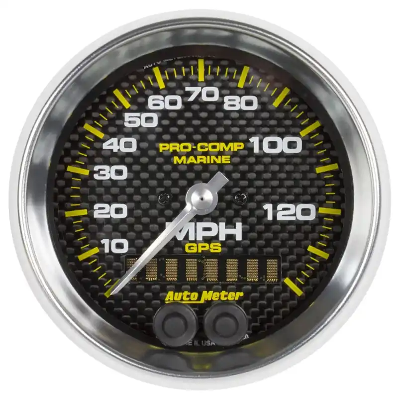 Autometer Gauge GPS Speedometer 3-3/8in 140 MPH Marine Carbon Fiber Gauge (ATM200638-40)