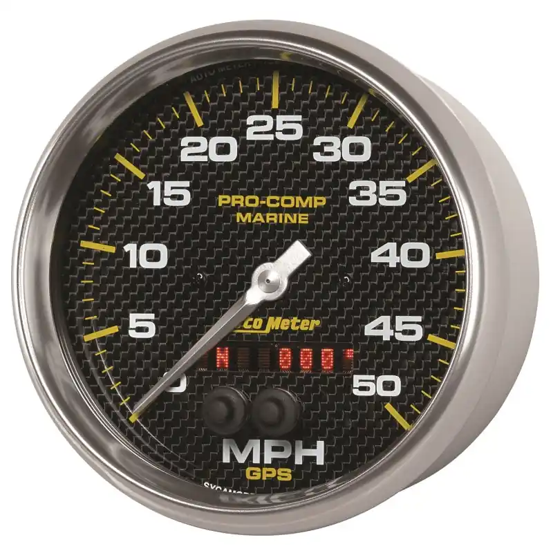 Autometer Speedometer Gauge 5 inch 50MPH GPS Marine Carbon Fiber (ATM200644-40)