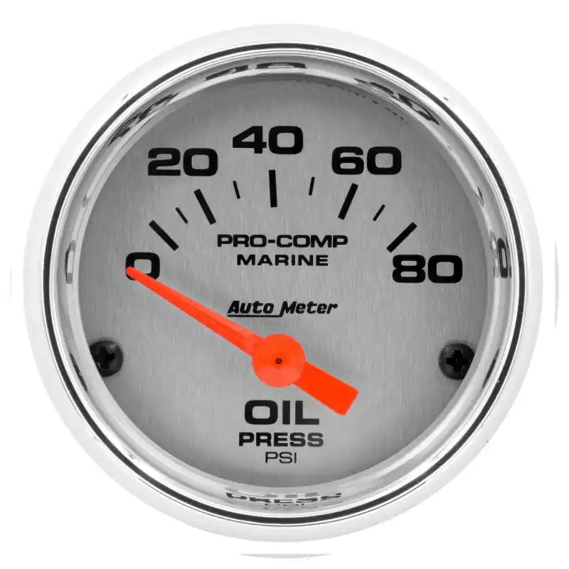 Autometer Marine Chrome Ultra-Lite 2-1/16in 80PSI Electric Oil Pressure Gauge (ATM200744-35)