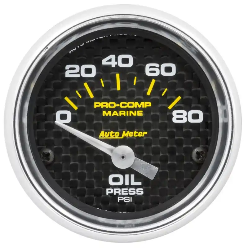 Autometer Marine Carbon Fiber 2-1/16in 80 PSI Electric Oil Pressure Gauge (ATM200744-40)