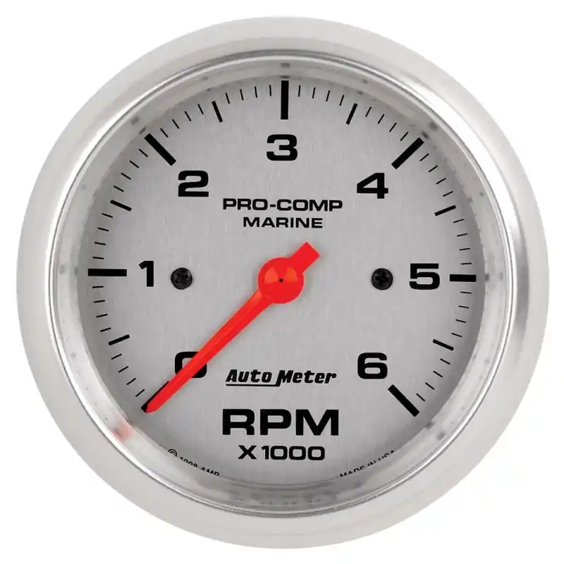 Autometer Marine Silver Ultra-Lite Gauge 3-3/8in Tachometer 6K RPM (ATM200752-33)