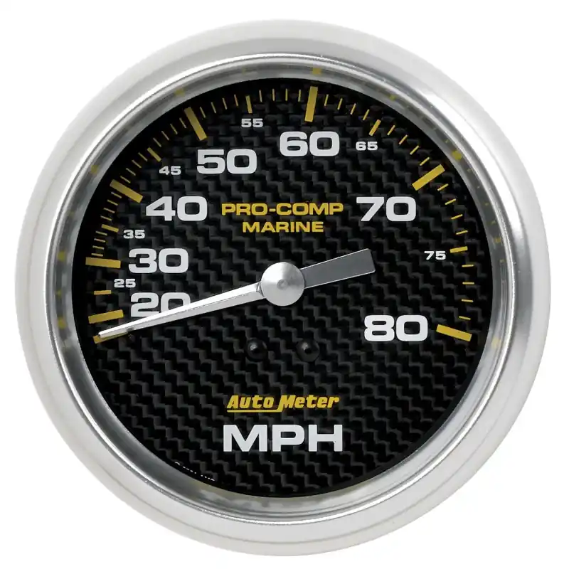 Autometer Gauge Speedometer 3-3/8in 80MPH Mechanical Marine Carbon Fiber (ATM200753-40)