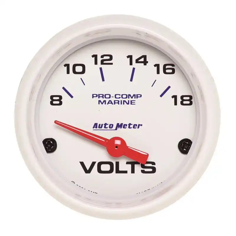 Autometer Marine White 2-1/16in 18V Electric Voltmeter Gauge (ATM200756)