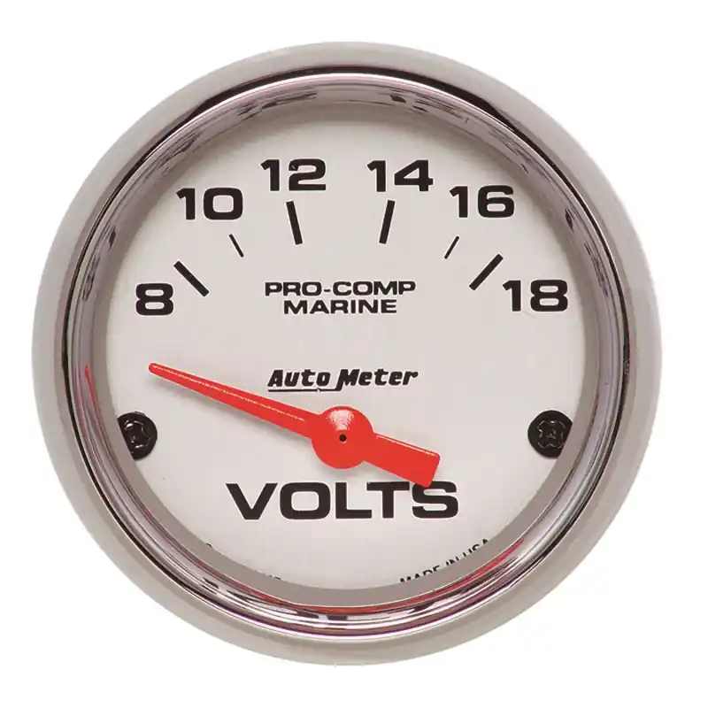 Autometer Marine Chrome Ultra-Lite 2-1/16in 18V Electric Voltmeter Gauge (ATM200756-35)