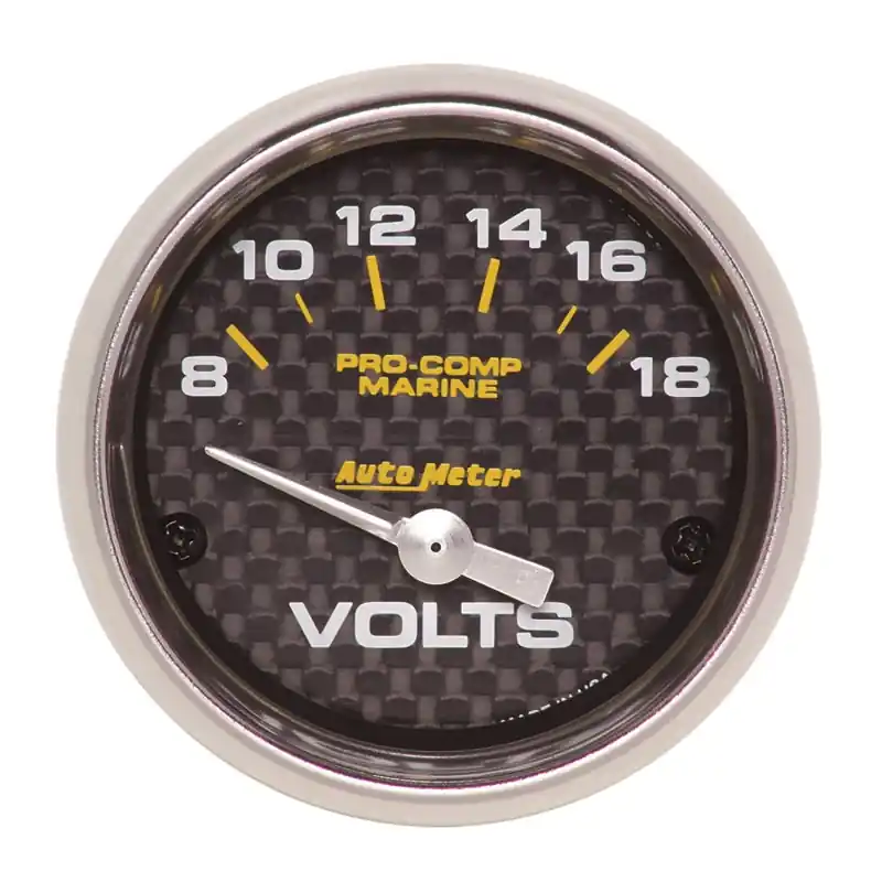 Autometer Marine Carbon Fiber 2-1/16in 18V Electric Voltmeter Gauge (ATM200756-40)