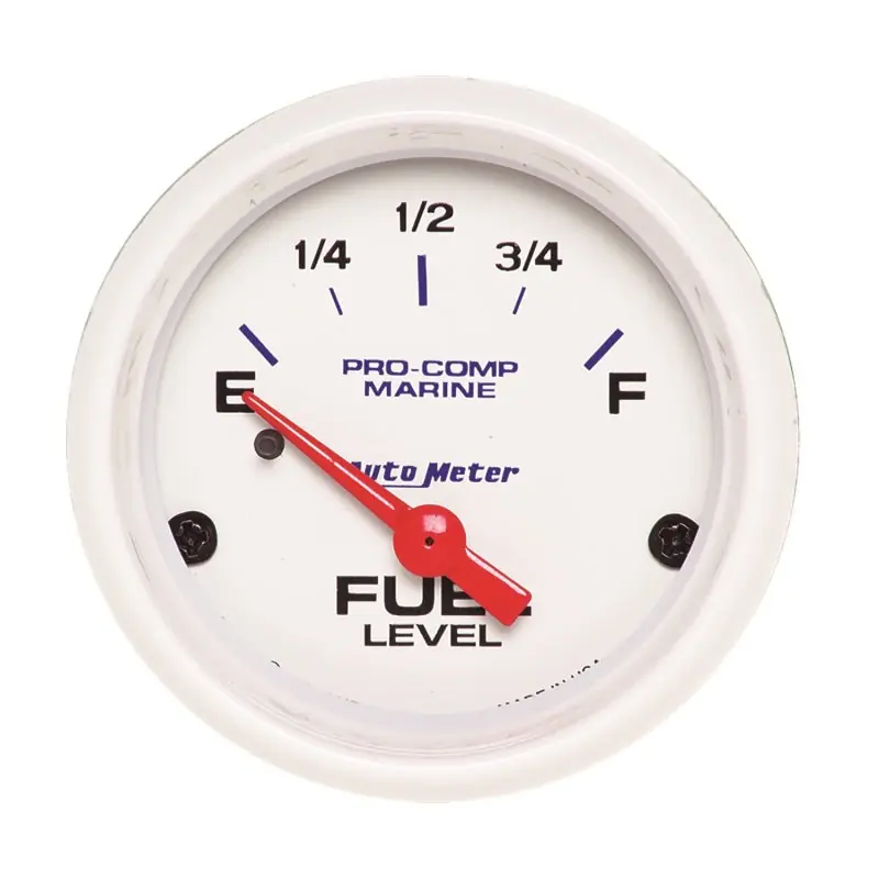 Autometer Marine White Gauge 2-1/16in Electric Fuel Level Gauge (ATM200760)