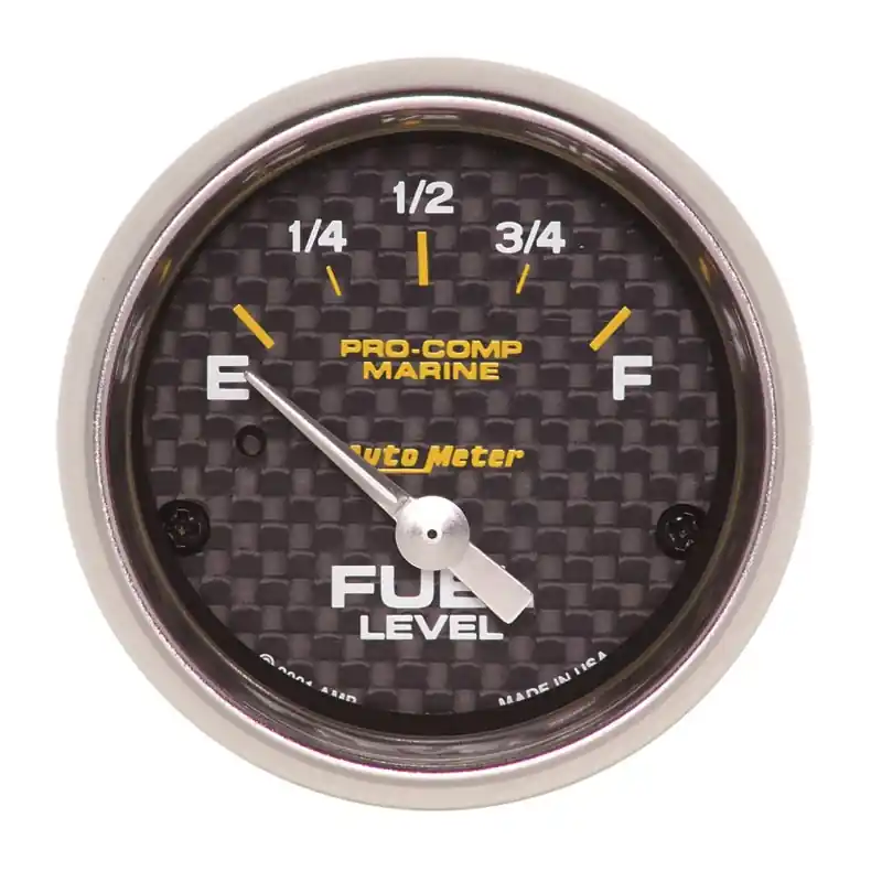 Autometer Marine Carbon Fiber 2-1/16in 240-33 Ohms Electric Fuel Level Gauge (ATM200760-40)