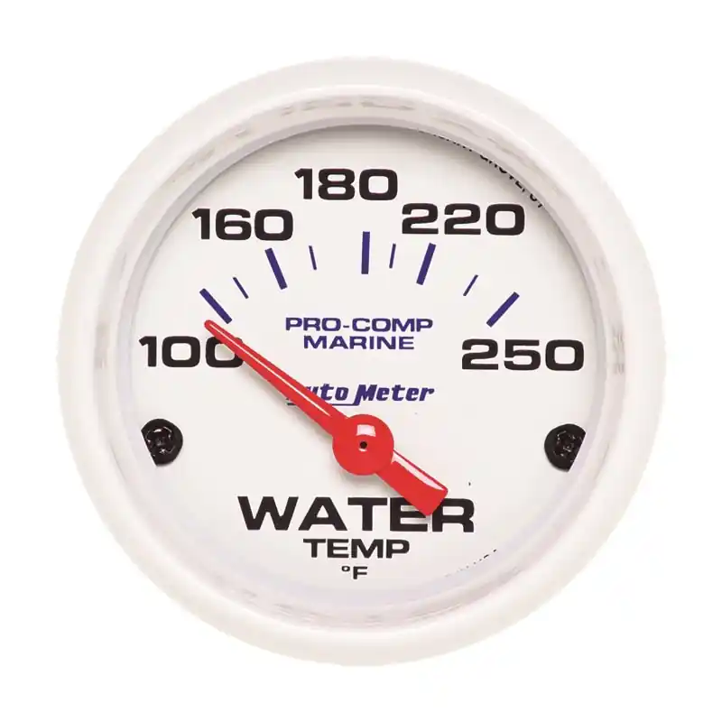 Autometer Marine White Gauge 2-1/16in Electric Water Temperature Gauge 100-250 Deg F (ATM200762)