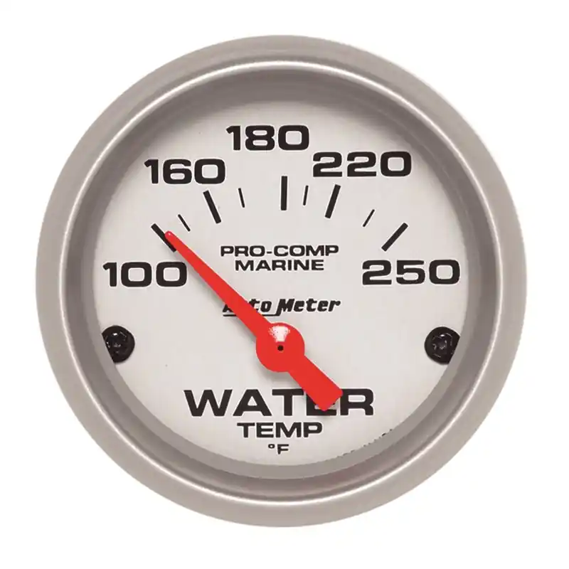Autometer Water Temp Gauge 2 1/6in 100-200 Degree F Electric Marine Silver (ATM200762-33)