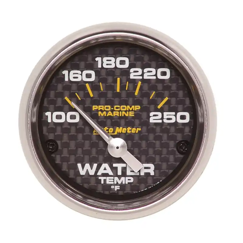 Autometer Marine Carbon Fiber Ultra-Lite 2-1/16in 100-250 Degrees Electric Water Temperature Gauge (ATM200762-40)