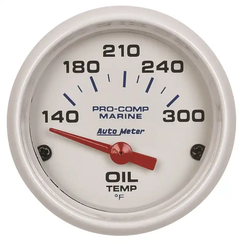 Autometer Marine White Ultra-Lite 2-1/16in Electric Oil Temperature Gauge 140-300 Deg F (ATM200764)