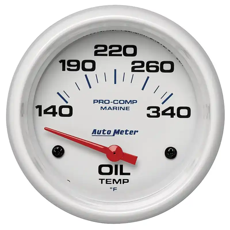 Autometer Marine White Air-Core Electric Oil Temperature Gauge 2-5/8in 140-300 Deg F (ATM200765)