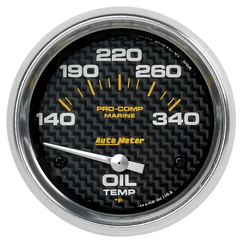 Autometer Marine Carbon Fiber Electric Oil Temperature Gauge 2-5/8in 140-300 Deg F (ATM200765-40)