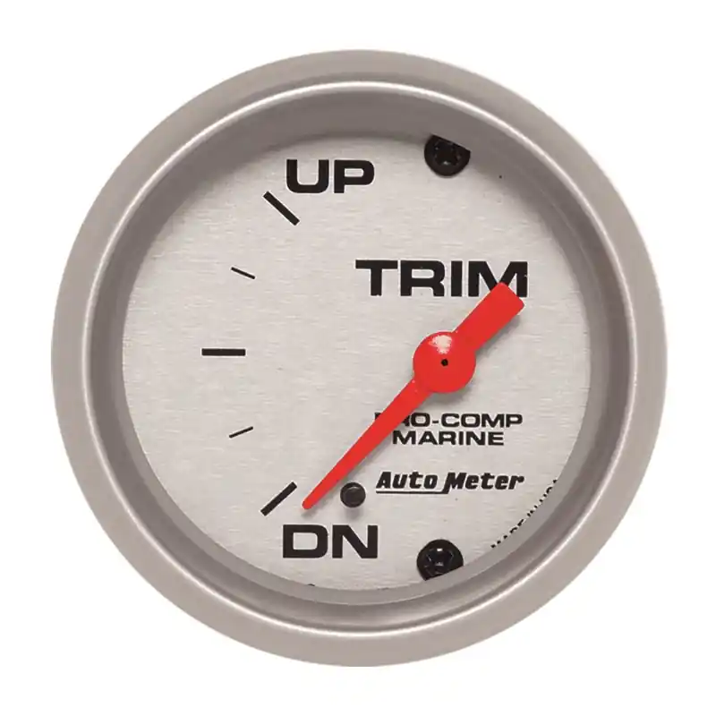 Autometer Marine Silver Ultra-Lite 2-1/16in 0 Down 90 Up Electric Trim Level Gauge (ATM200766-33)