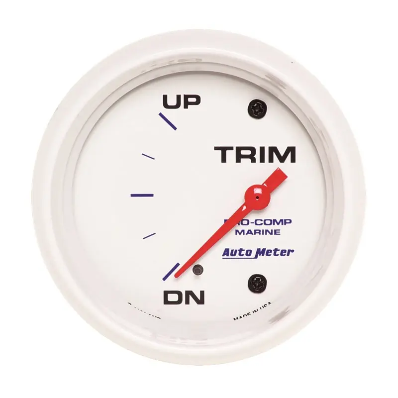 Autometer Marine White Gauge 2-5/8in Electric Trim Level Gauge 0OHM Down - 90OHM Up (ATM200767)