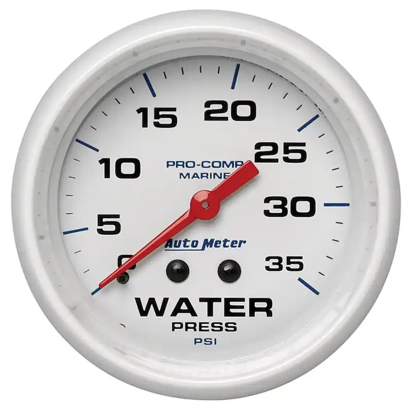 Autometer AutoGage 2-5/8in. / 35 PSI Mechanical Water Press Gauge - Marine White (ATM200773)