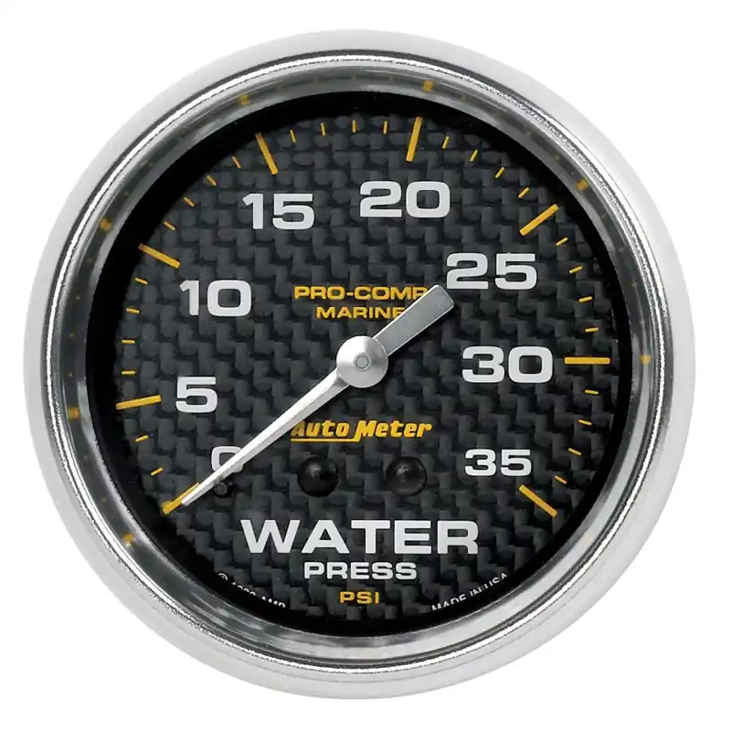 Autometer Marine Carbon Fiber Mechanical 2-5/8in 0-35PSI Water Pressure Gage (ATM200773-40)