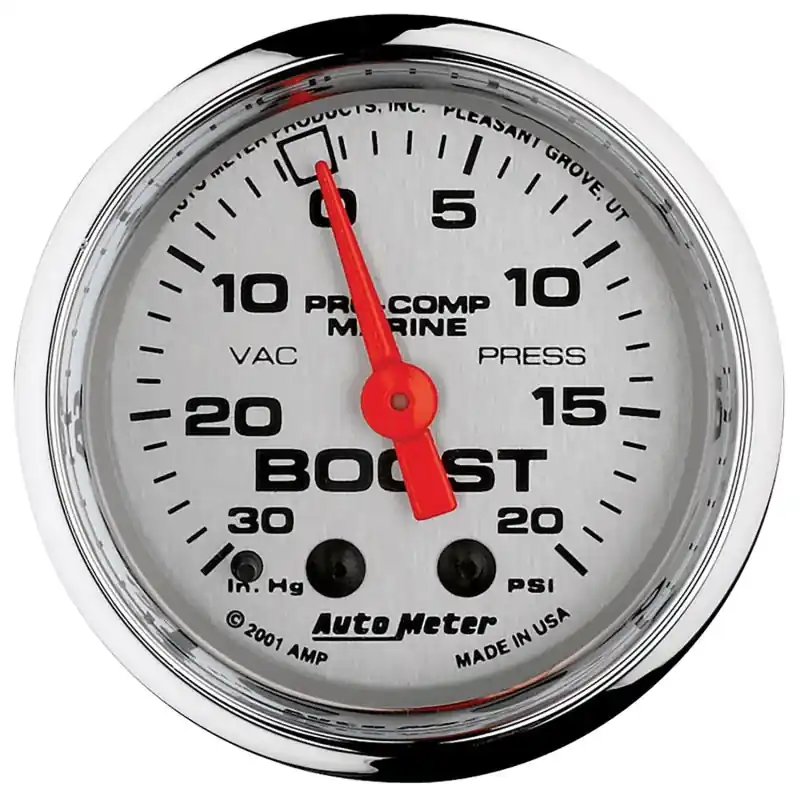 Autometer Marine Chrome Ultra-Lite 2-1/16in 0-30 HG / 0-20 PSI Vacuum / Boost Gauge (ATM200774-35)