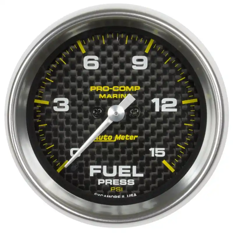 Autometer Marine Carbon Fiber 2-1/16in 15 PSI Digital Stepper Motor Fuel Pressure Gauge (ATM200848-40)