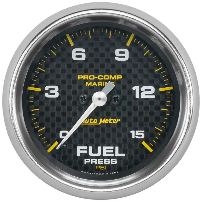 Autometer Marine Carbon Fiber 2-5/8in 15 PSI Digital Stepper Motor Fuel Pressure Gauge (ATM200849-40)