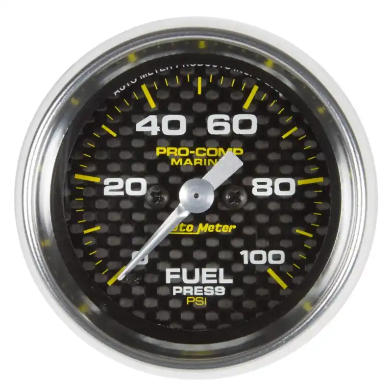 Autometer Marine Carbon Fiber 2-1/16in 100 PSI Digital Stepper Motor Fuel Pressure Gauge (ATM200850-40)
